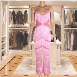Disco Cowgirl Pink Fringe Jumpsuit